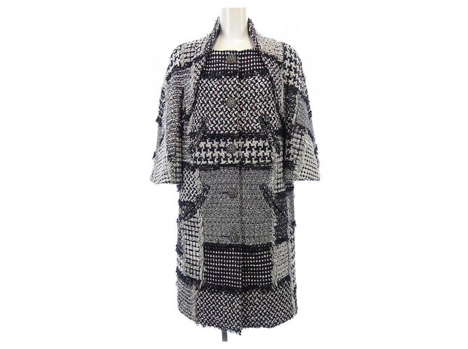 Chanel Wool Coat Black White Red