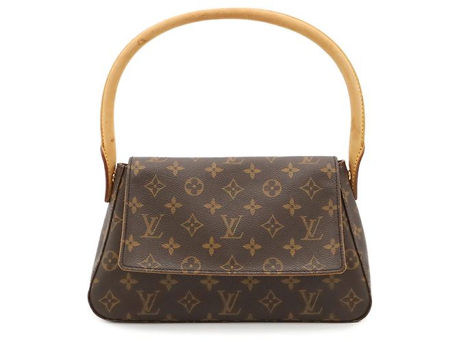Bolso de hombro Louis Vuitton Monogram Mini Looping Castaño