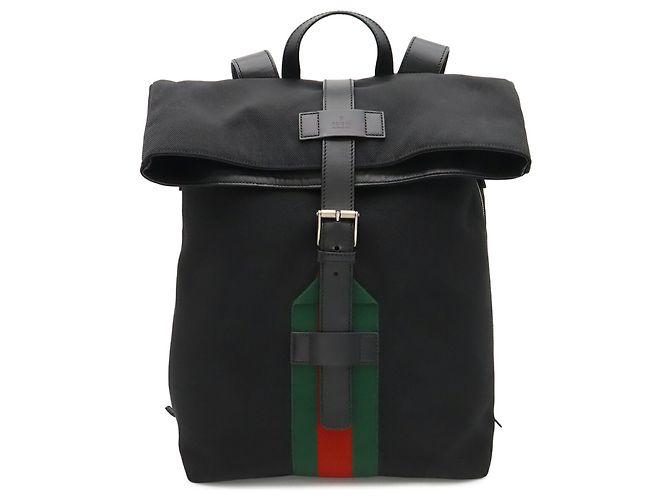 Gucci Sherry Line Backpack Black Red Green