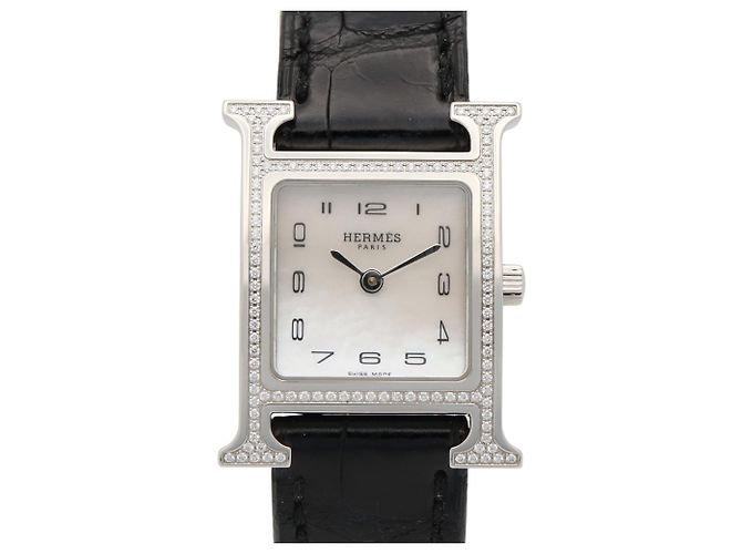 Hermès Relógio de pulso Hermes H-Watch com bisel de diamantes