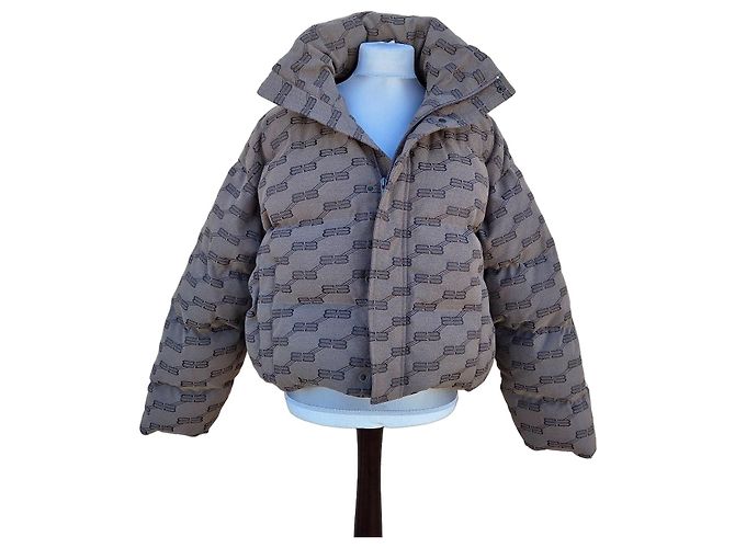 Balenciaga BB Monogram Quilted Puffer Jacket Brown