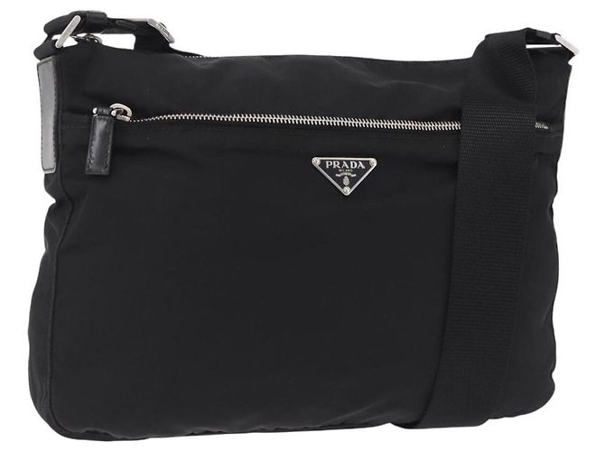 Borsa a Tracolla PRADA Nylon Black Silver Auth mr3036A Nero Argento