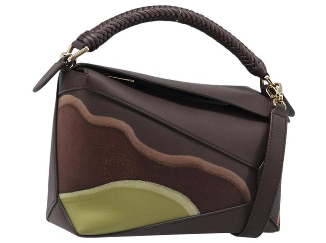 Sac LOEWE Puzzle Small en cuir 2 voies Marron Or Auth 200778SAM Doré
