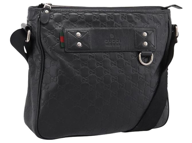 Borsa a tracolla GUCCI GuccissimaGG in pelle nera e argento 322080 Auth bs37071 Nero