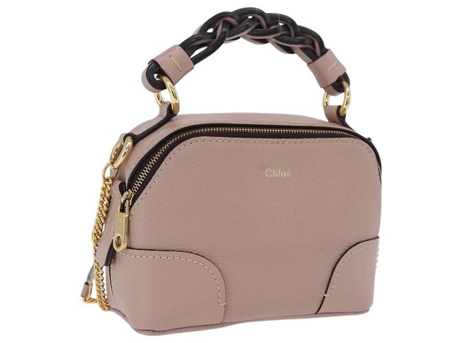 Chloé Bolsa de mão Chloe Dahlia Mini em couro 2way Rosa Tom Dourado Auth BA15544M