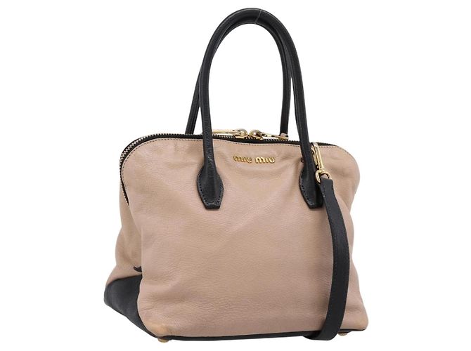 Sac à main Miu Miu en cuir 2way Beige ton or Auth bs37100