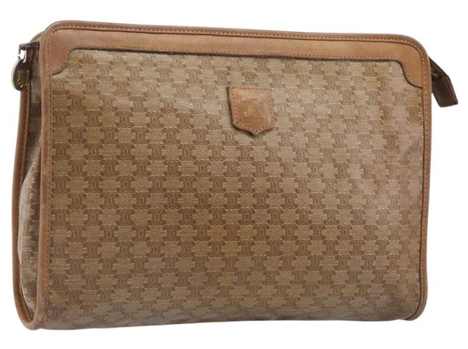 Céline CELINE Macadam Clutch Tasche PVC Beige Gold Auth ep15875 Golden