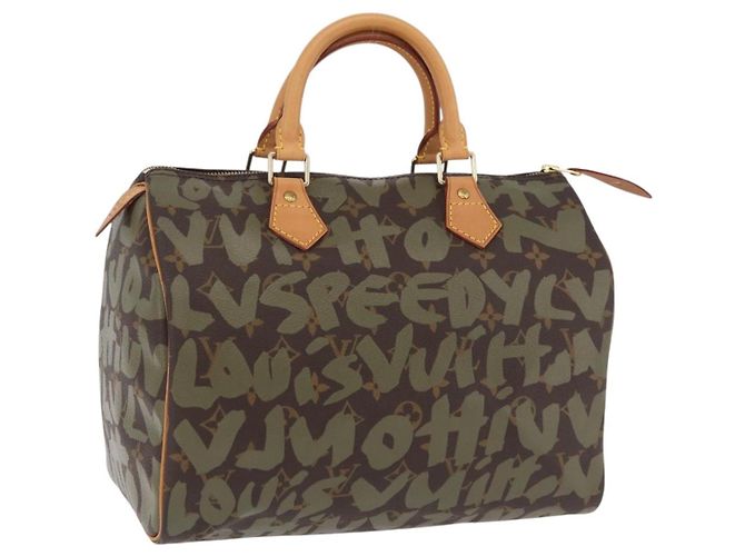 LOUIS VUITTON Monogram Graffiti Speedy 30 Handtasche Khaki M92194 LV Auth mr3054SAV Monogramm