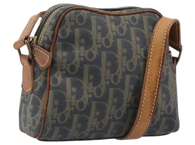 Borsa a tracolla Christian Dior Trotter Canvas PVC Verde Oro Auth 204234 D'oro