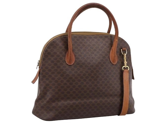 Céline Bolso de mano CELINE Macadam Canvas PVC Leather 2way Brown Gold Auth ep15962 Castaño Dorado