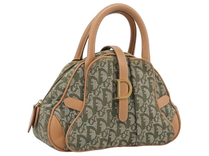Borsa Double Saddle Christian Dior Trotter Canvas Khaki Gold Tone Auth mr2931 Cachi