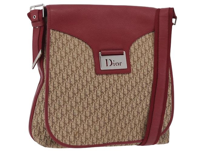 Borsa a tracolla Christian Dior Trotter Canvas Beige Silver Auth ka6335V Argento