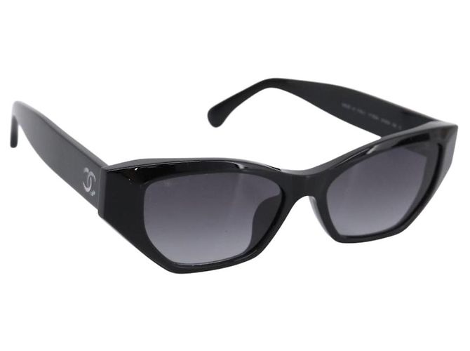 Gafas de sol CHANEL COCO Mark Plástico Negro CC Auth 206149M
