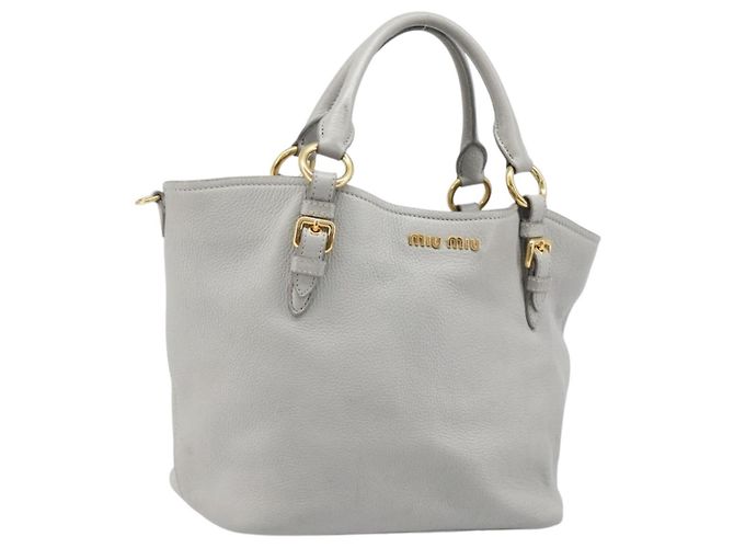 Sac à main Miu Miu en cuir 2way Gris Or Auth 206086V Marron Doré