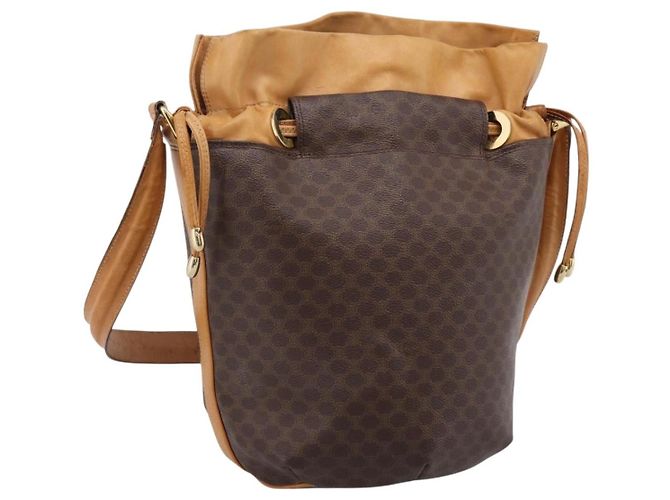 Céline Borsa a tracolla CELINE Macadam Canvas PVC Leather Brown Gold Auth ar14297 Marrone D'oro