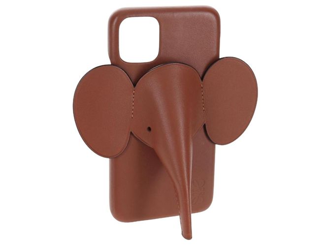 LOEWE iPhone X & XS Case Leather Brown Auth ar14224