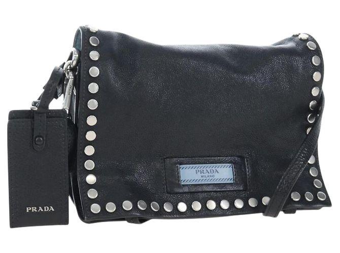 Borsa a tracolla PRADA in pelle 2way nera argento autentica 206046V Nero