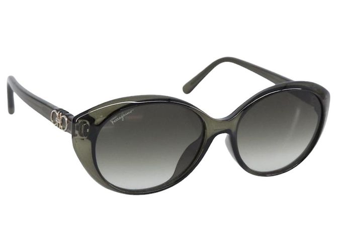 Gafas de sol Salvatore Ferragamo Gancini Plastic Khaki Silver Auth bs37082 Plata Caqui