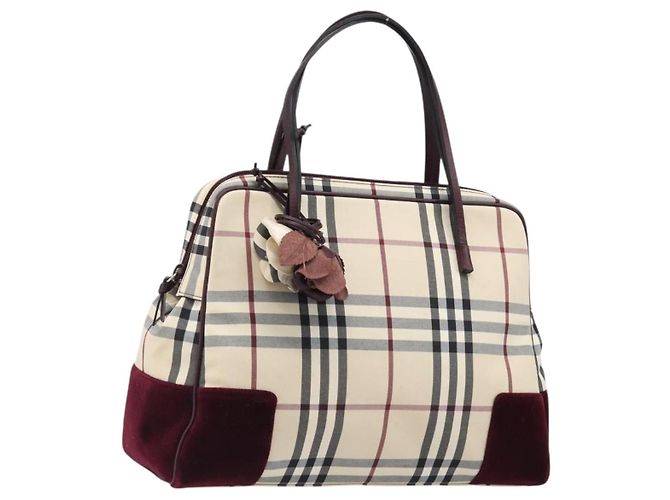 BURBERRY Nova Check Handtasche Canvas Beige Auth 204239A