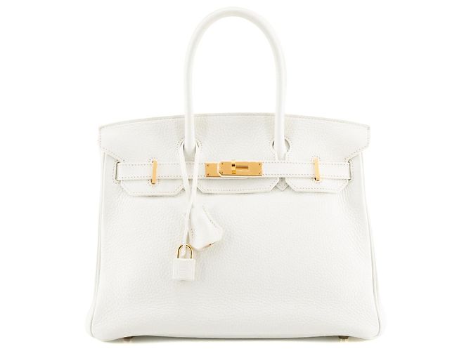 HERMÈS - Bolsa de mão Hermès Birkin 30 em couro togo branco