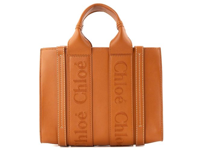 CHLOÉ - Bolsa de ombro Woody Small Chloé em couro liso camel Camelo