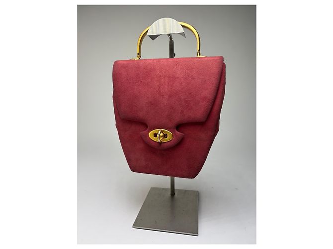 Bolsa vintage Givenchy estruturada de alça de mão Burgundy Gold Bordeaux