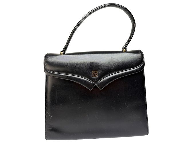 Vintage Givenchy 4G Logo Structured Top-Handle Bag Late 1970s Black