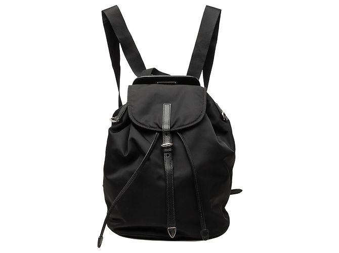 Black Prada Saffiano Trimmed Tessuto Backpack