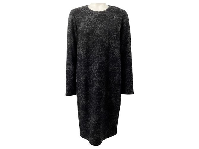 Max Mara Grey Wool Jacquard Dress
