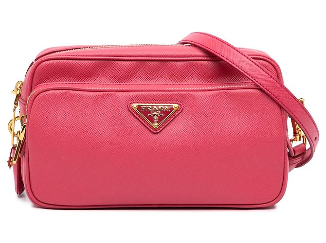 Sac Camera Prada Saffiano à double zip Rose