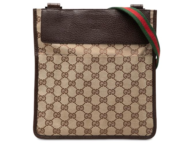 Borsa a tracolla Gucci GG Canvas Web beige
