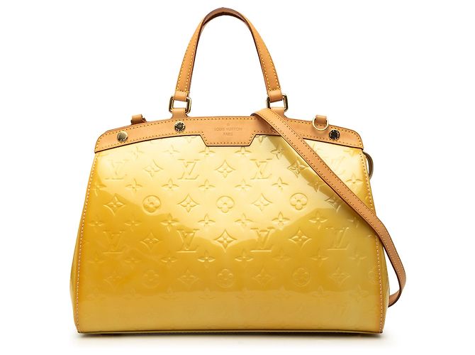 Borsa Satchel Louis Vuitton Monogram Vernis Brea MM Gialla Giallo