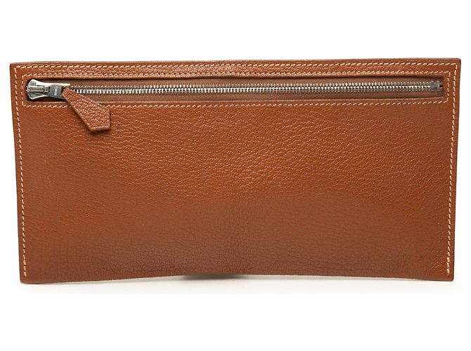 Pouch Slim Hermès in Chevre Mysore Marrone