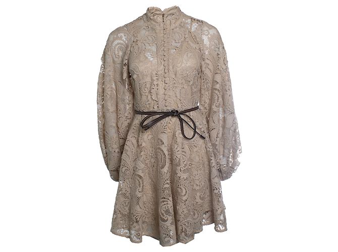 Autre Marque Zimmermann, Waverly Spitzen-Minikleid in Beige