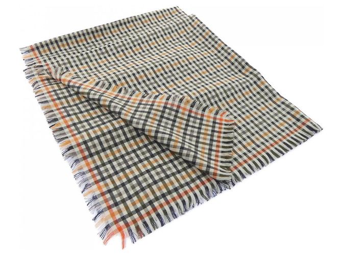 Hermès Hermes H Ecosé Silk and Cashmere Stole Black Beige Orange