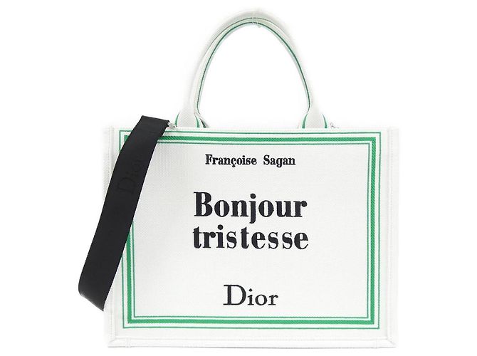 Sac à main Christian Dior Book Tote Medium Blanc Vert