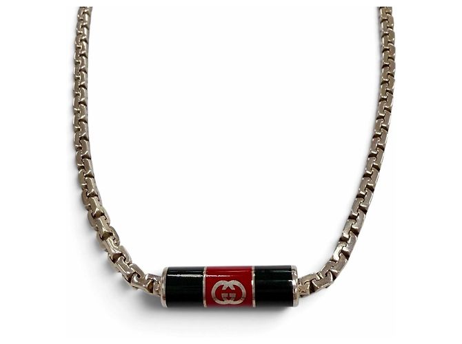 Collana Gucci Web Line Sherry AG925 con dettaglio a strisce Argento