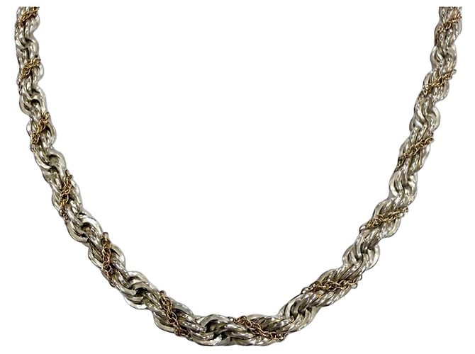 Autre Marque Collar largo Tiffany & Co. 925 14K Twist Chain Combination Plata Dorado