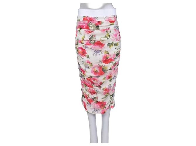 Dolce & Gabbana floral drapierter Seidenrock IT 44/L gebraucht