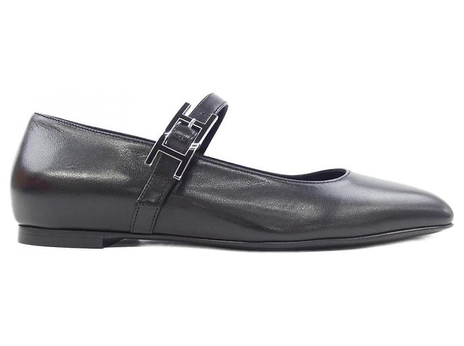 Hermès Jane Api Buckle Chevre Flats Preto
