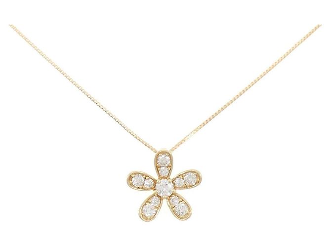 Autre Marque Colar Au750 Flor e Diamantes Dourado