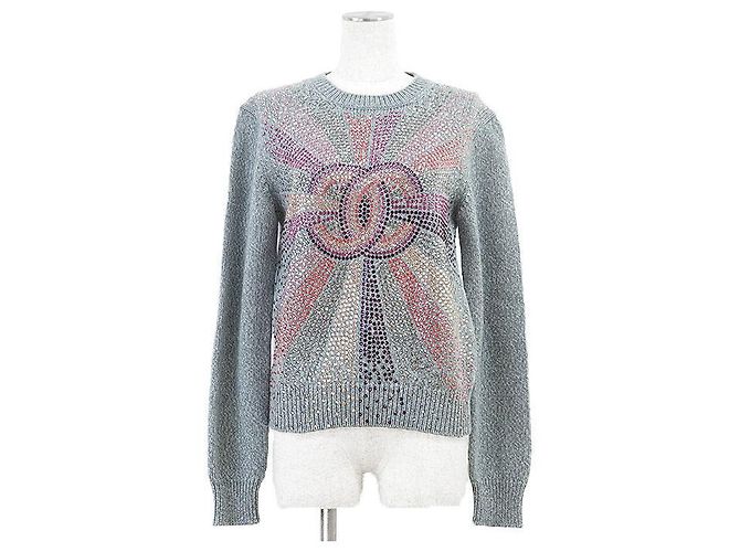 CHANEL LOOK27 Kaschmirpullover Braun Hellblau
