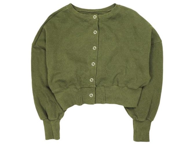 Autre Marque WILLFULLY top de sweat de algodão curto com botões 3way / 2way Verde Verde oliva