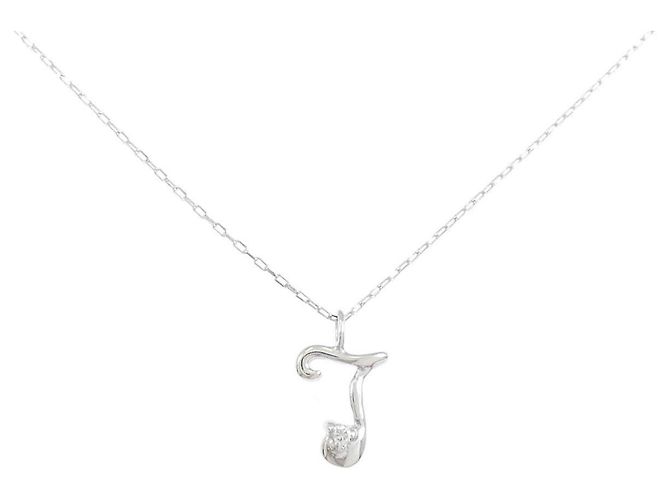 Autre Marque K10 Weißgold Diamantenhalskette Silber