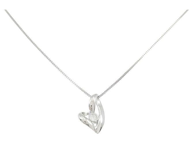 Autre Marque Diamantenhalskette PT900 PT850 Silber