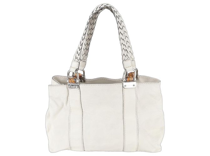 Sac cabas Gucci Bamboo en cuir Blanc