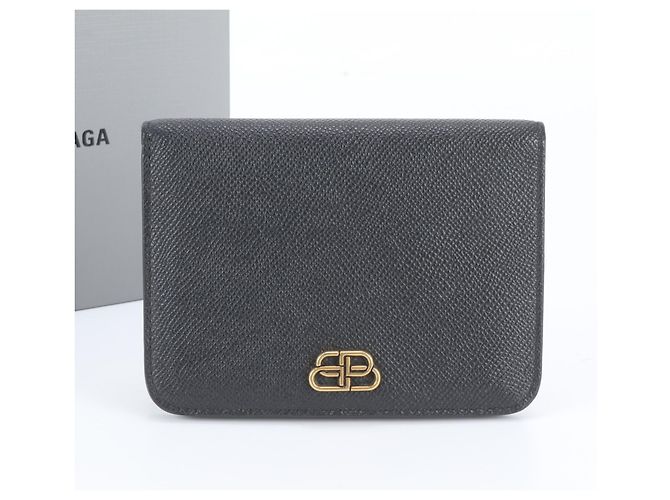 Everyday Balenciaga BB Medium Black Leather Bi-fold Wallet