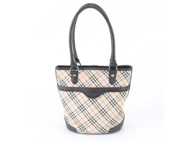 Saco Tote em couro Burberry Nova Check Preto Bege