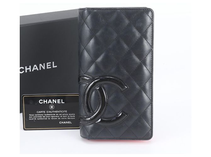 Carteira Longa de Couro Chanel Cambon Line Preto