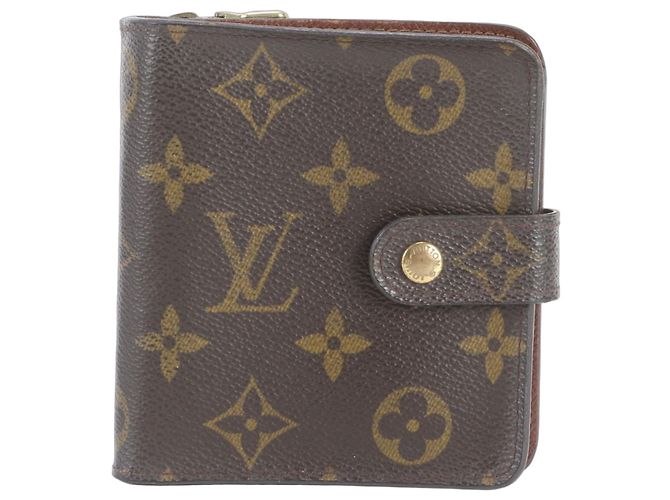 Louis Vuitton Monogram Compact Zip Bi-fold Wallet Brown